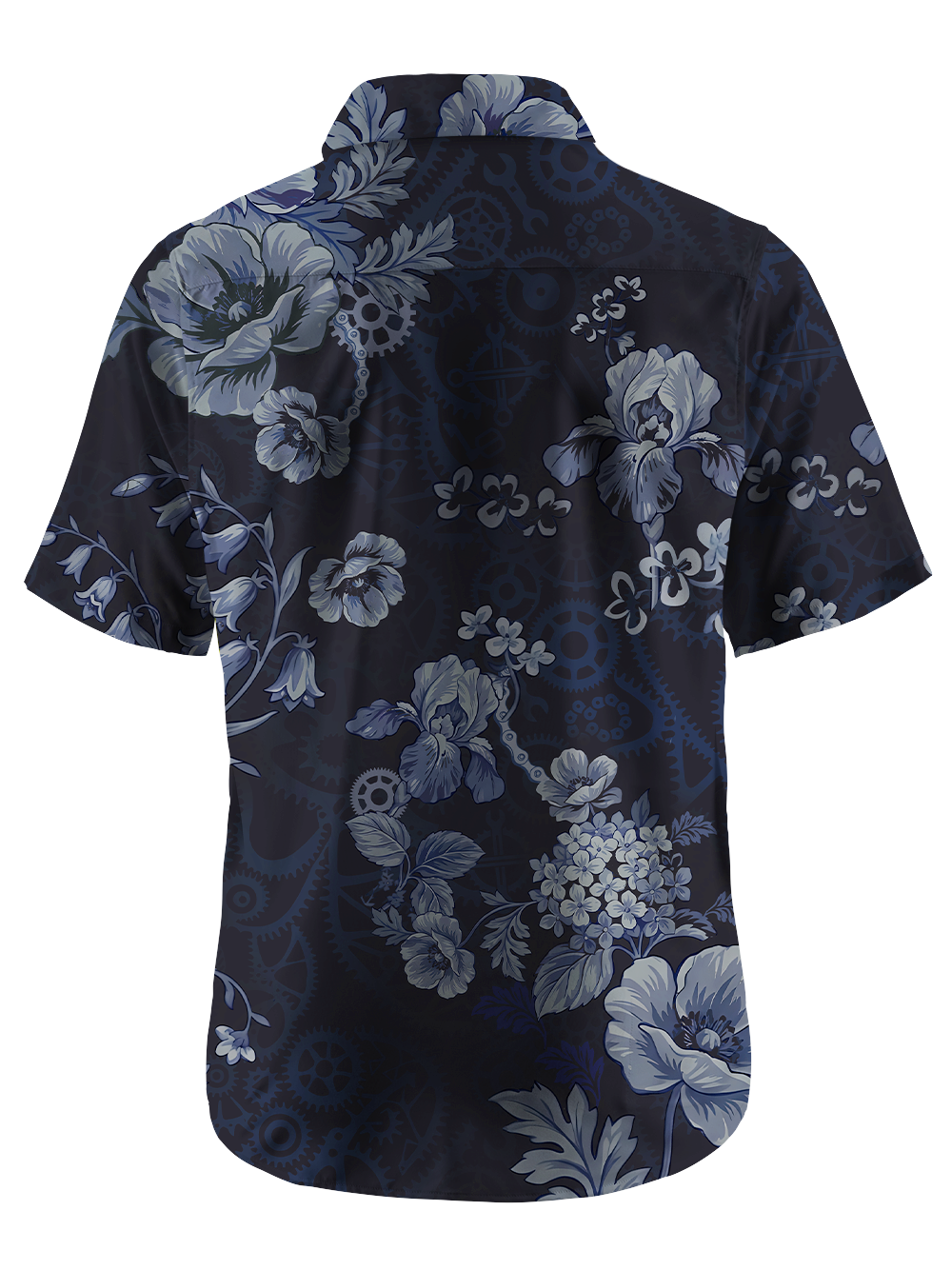 Orionride Dark Floral Pattern Zipper Pockets Ultra Lightweight Short Sleeves Gravel Shirt