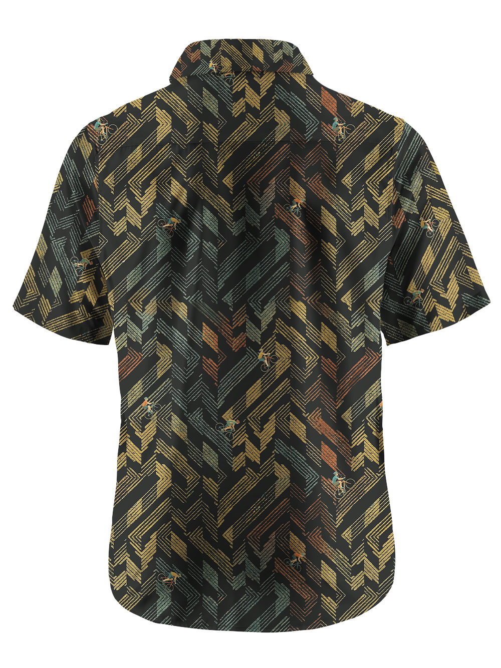 Orionride Striped Maze Zipper Pockets Ultra Lightweight Short Sleeves Gravel Shirt