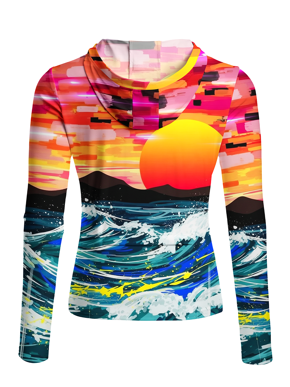 Orionride Sea Rising Sun Women's Long Sleeve Cycling Hoodie Shirt