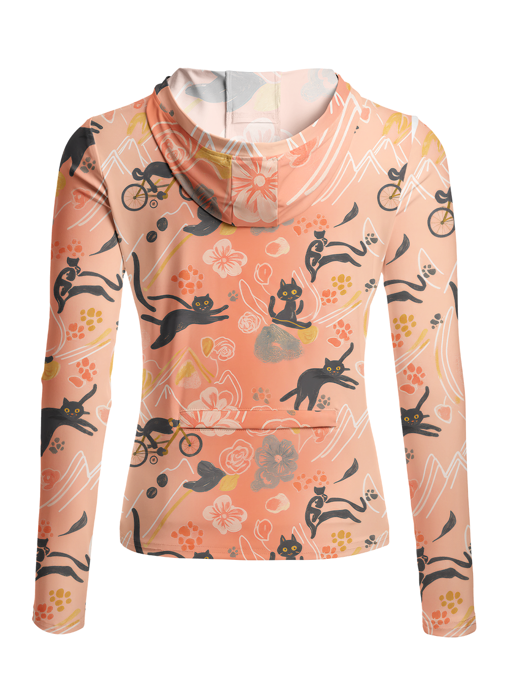 Orionride Leisurely Cat Women's Long Sleeve Cycling Hoodie Shirt