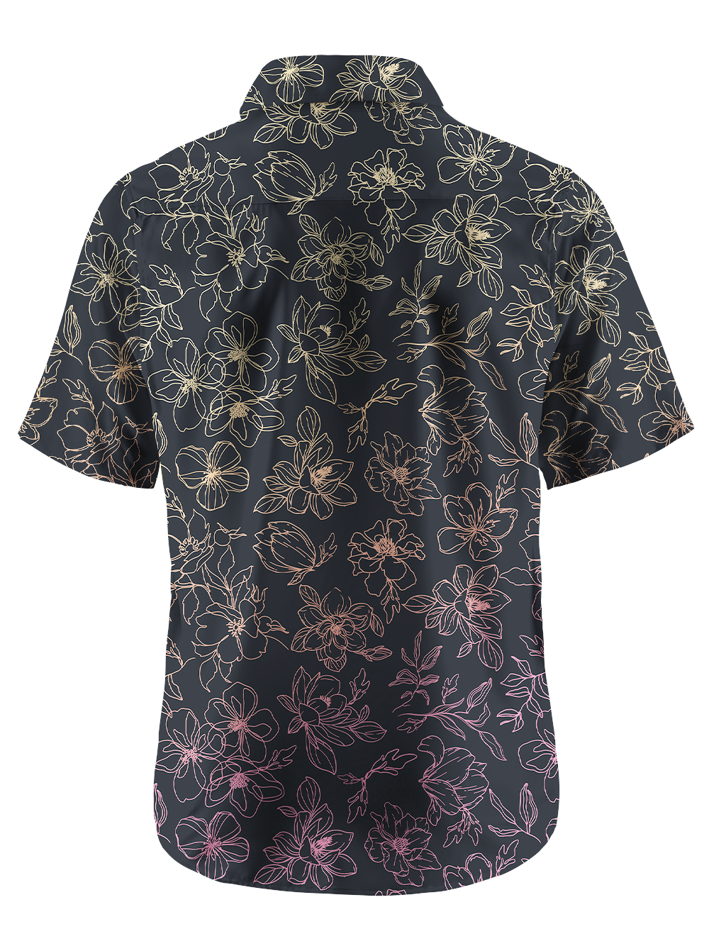 Orionride Gradient Flowers Zipper Pockets Ultra Lightweight Short Sleeves Gravel Shirt