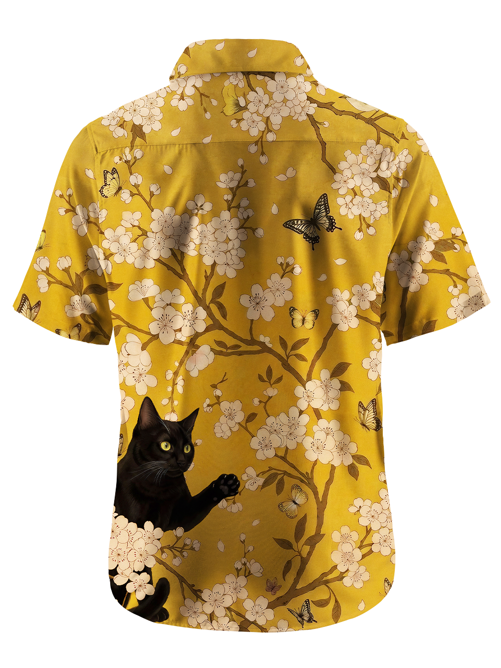 Orionride Black Cat and Flower Zipper Pockets Ultra Lightweight Short Sleeves Gravel Shirt