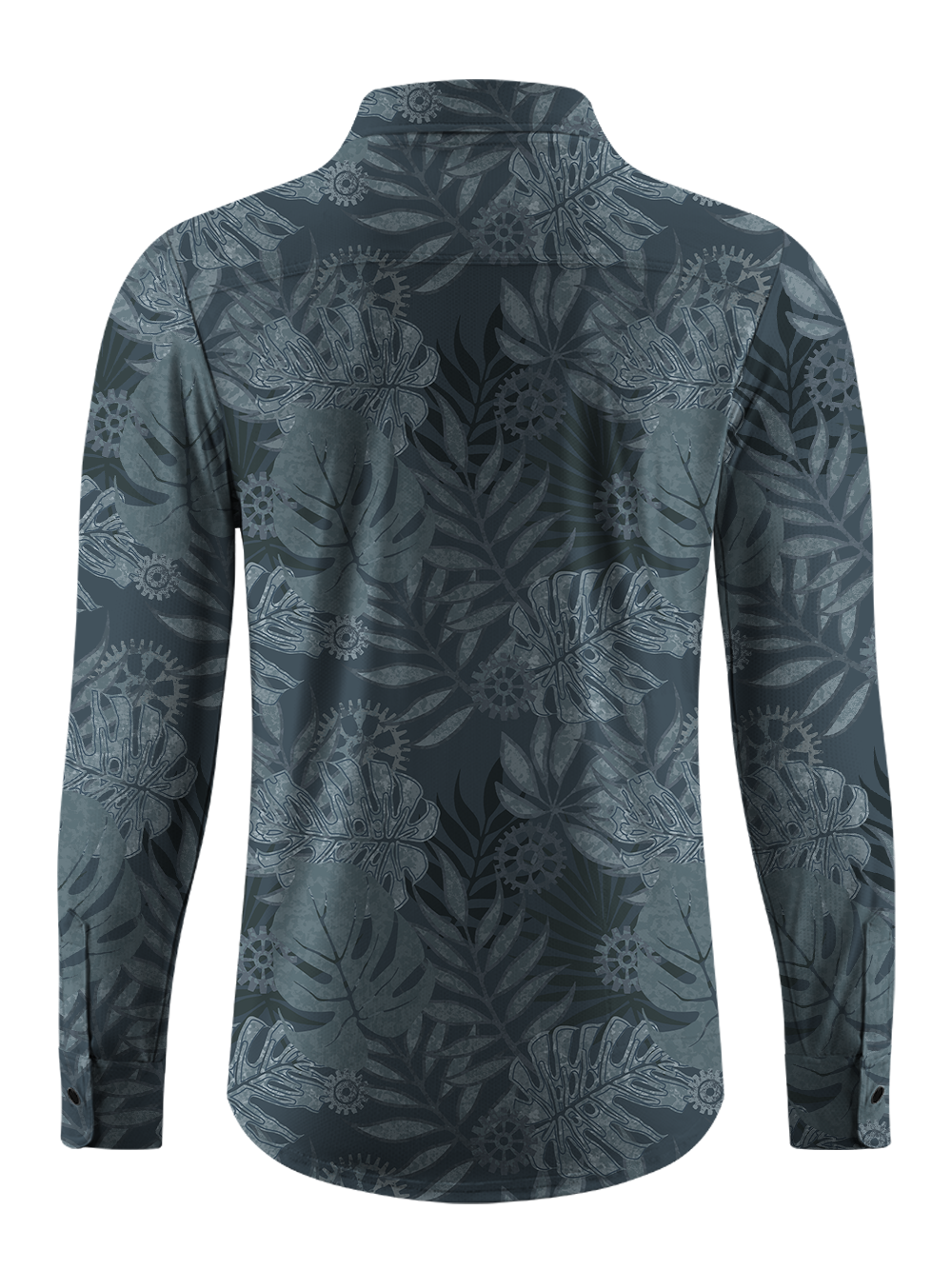 Orionride Dark Monstera Leaves Men's Stretchy Breathable Long Sleeve Gravel Shirt