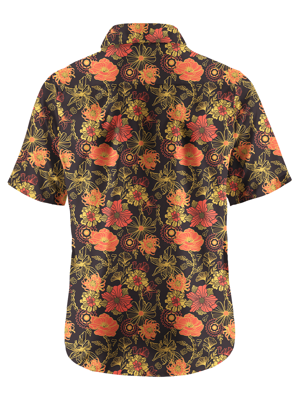 Orionride Vibrant Gear-Shaped Flowers Zipper Pockets Ultra Lightweight Short Sleeves Gravel Shirt