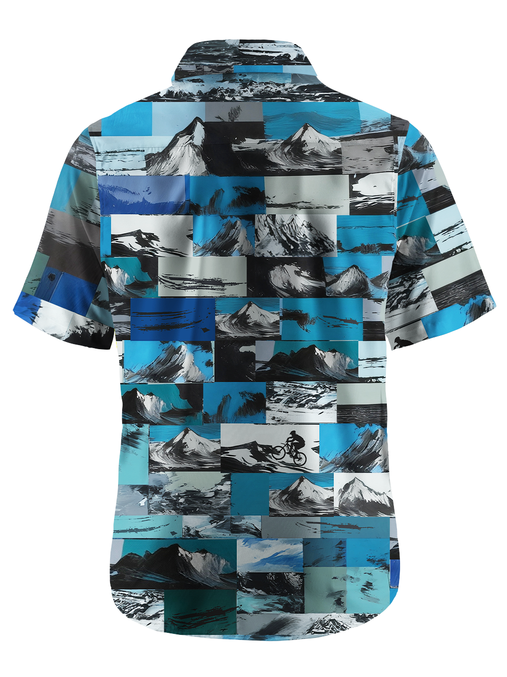 Orionride Mountain Peaks In Ink Painting Zipper Pockets Ultra Lightweight Short Sleeves Gravel Shirt