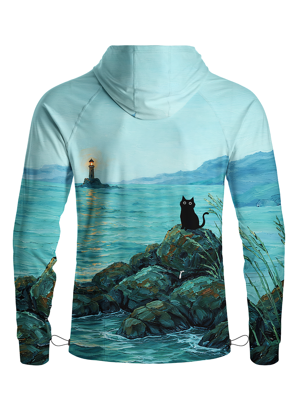 Orionride Curious Black Cat Long Sleeve Cycling Hoodie Shirt