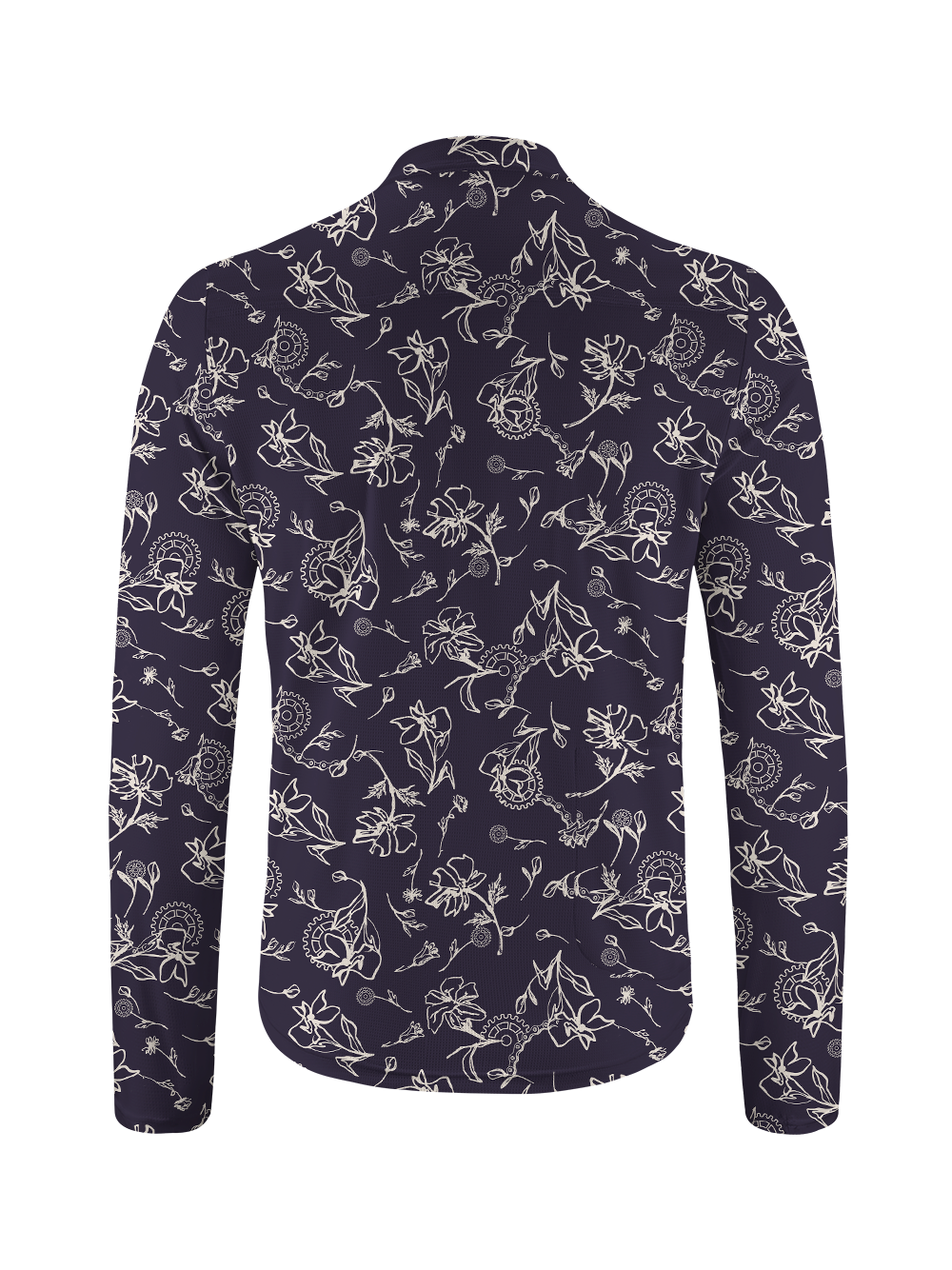 Orionride Linear Gear Flower Long Sleeve Half Zipper Mountain Bike Jersey