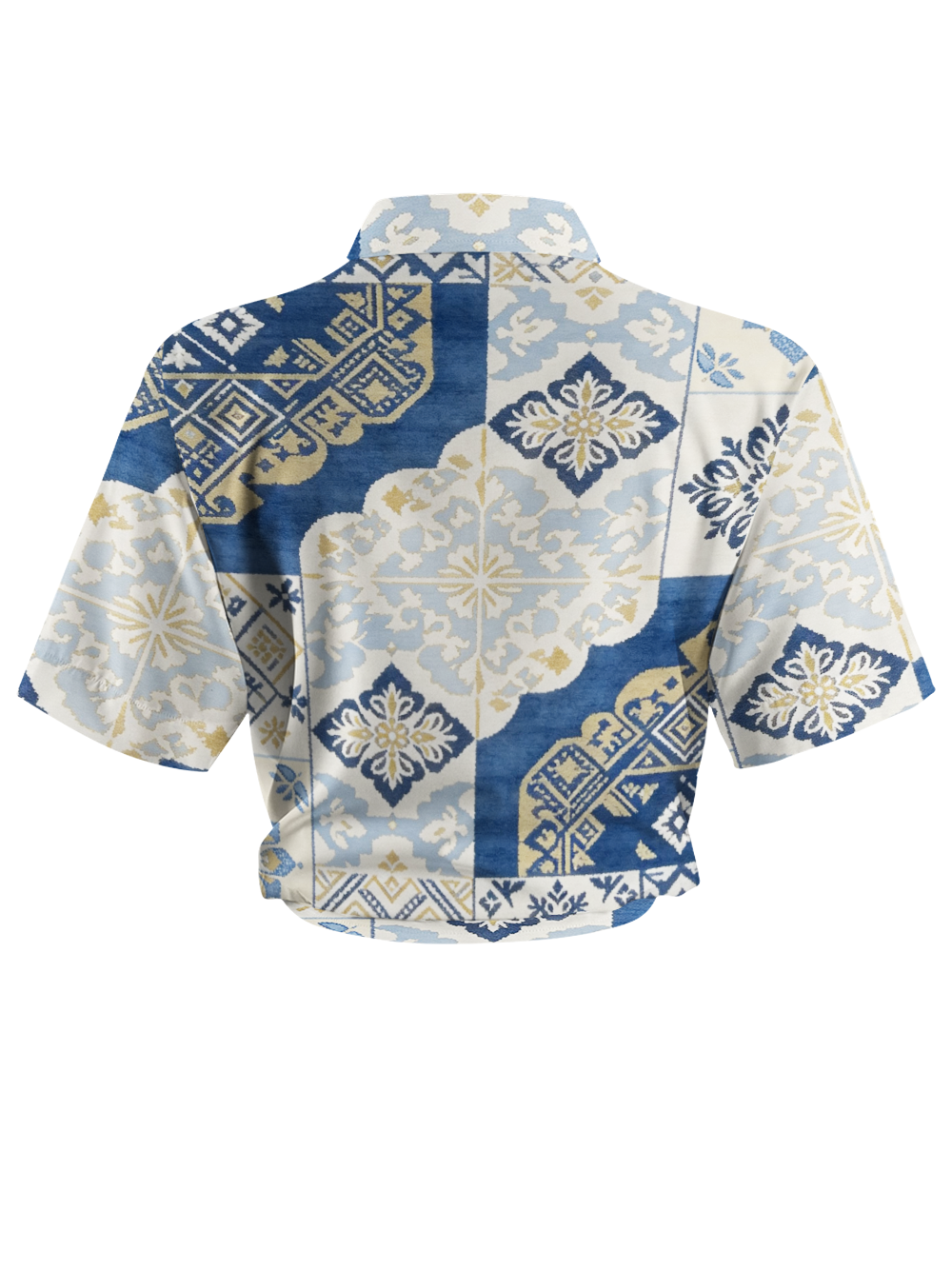 Orionride Bohemian Tile Patchwork Zipper Pockets Ultra Lightweight Short Sleeves Women's Gravel Shirt