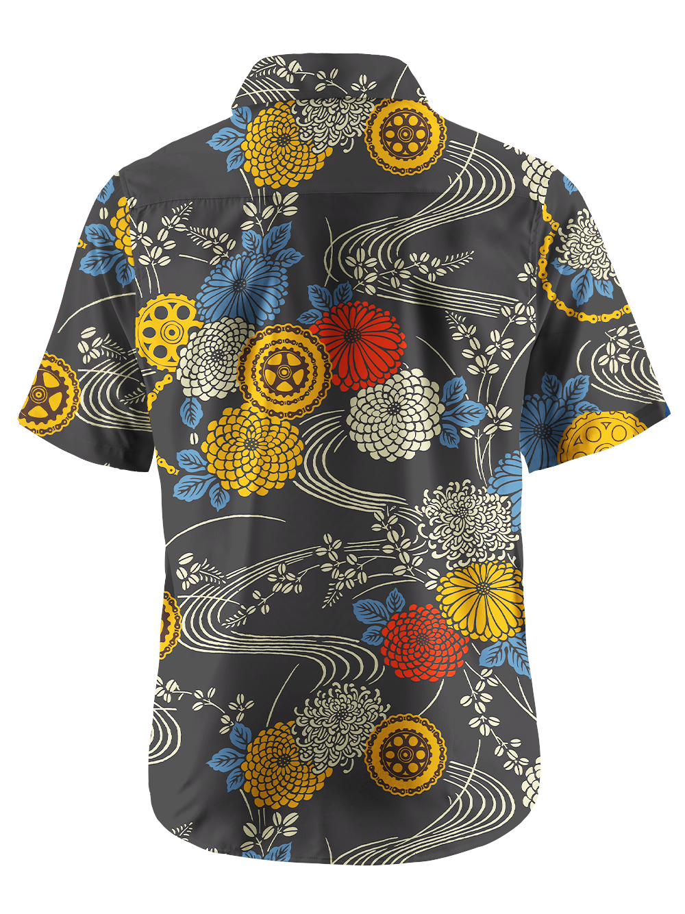 Orionride Chain Flower Hydrangea Zipper Pockets Ultra Lightweight Short Sleeves Gravel Shirt