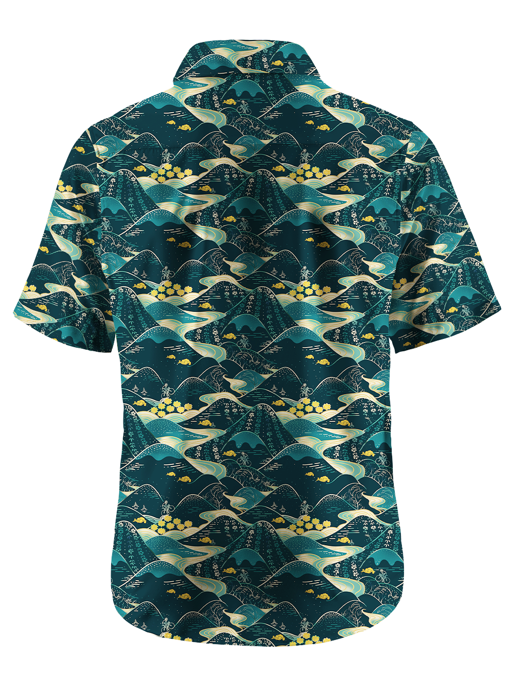 Orionride Mountains And Valleys Zipper Pockets Ultra Lightweight Short Sleeves Gravel Shirt