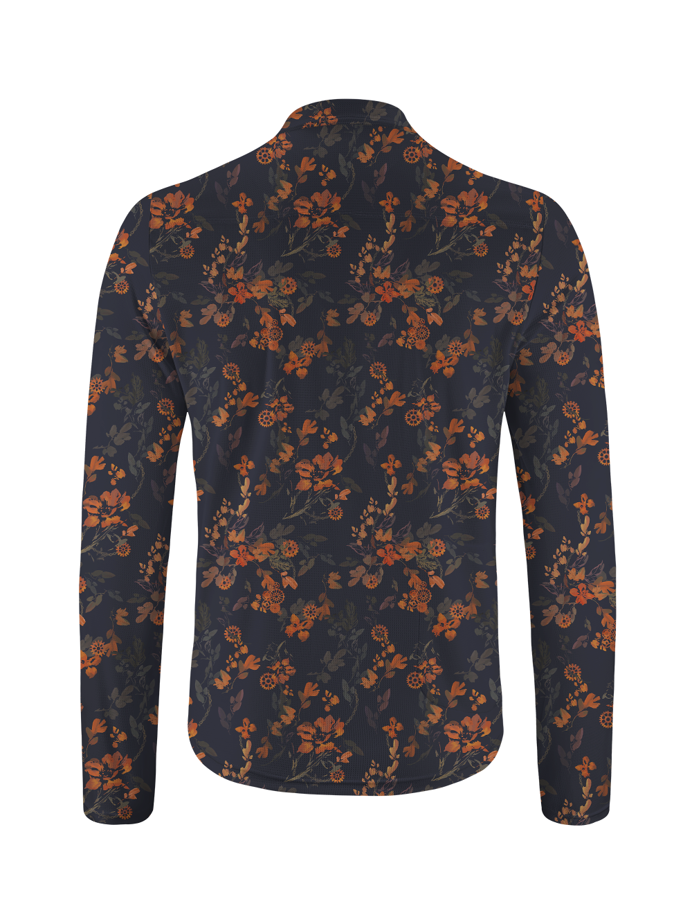 Orionride Bright Ink Flowers Long Sleeve Half Zipper Mountain Bike Jersey