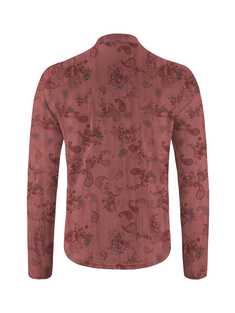 Orionride Red Cashew Flower Long Sleeve Half Zipper Mountain Bike Jersey