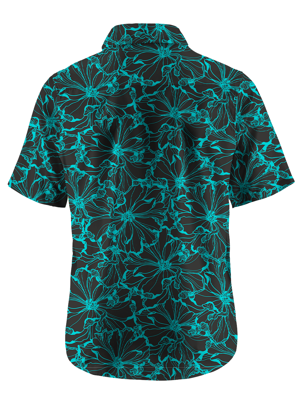 Orionride Blue-green Flowers Zipper Pockets Ultra Lightweight Short Sleeves Gravel Shirt
