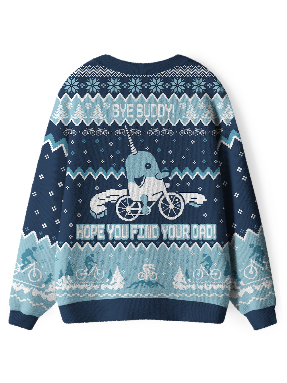 Orionride Narwhal Riding A Bicycle Men's Cardigan Knit Sweaters
