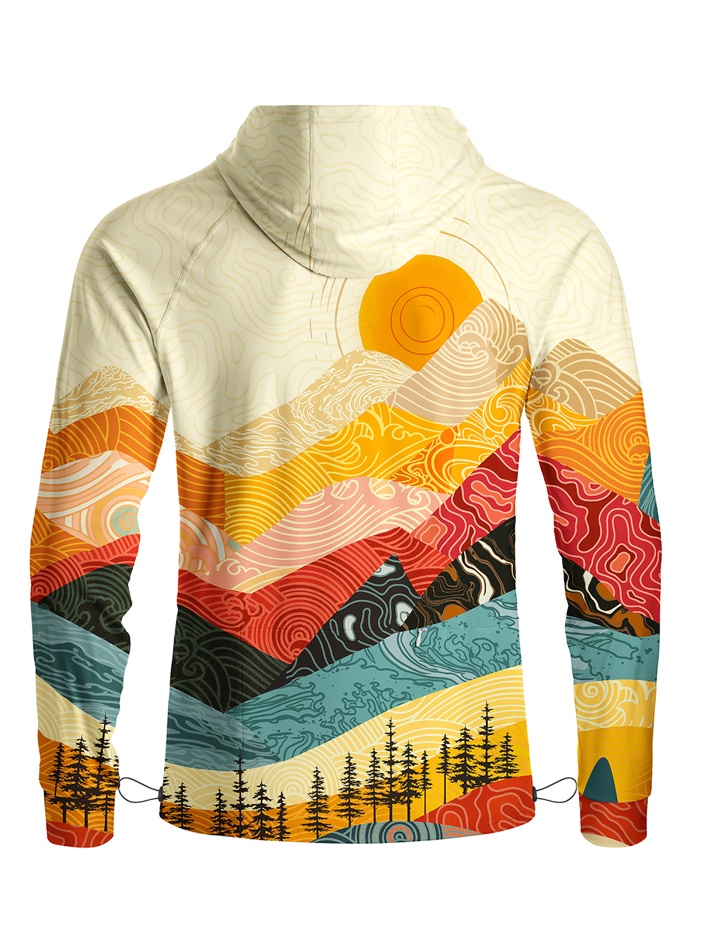 Orionride Waves And Peaks Long Sleeve Cycling Hoodie Shirt