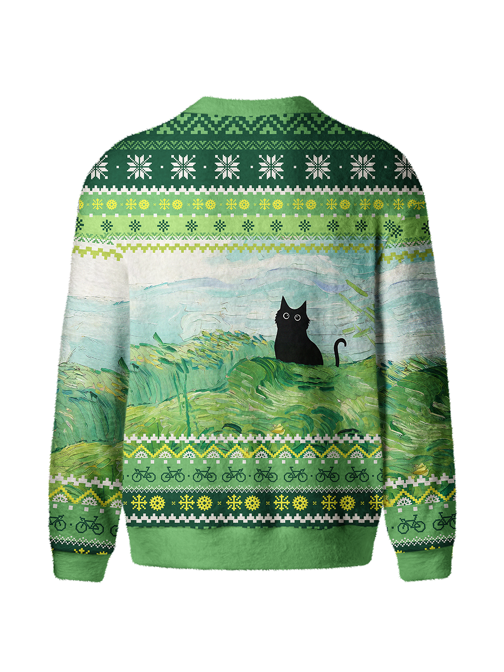 Orionride Cat On The Grass Men's Cardigan Knit Sweaters