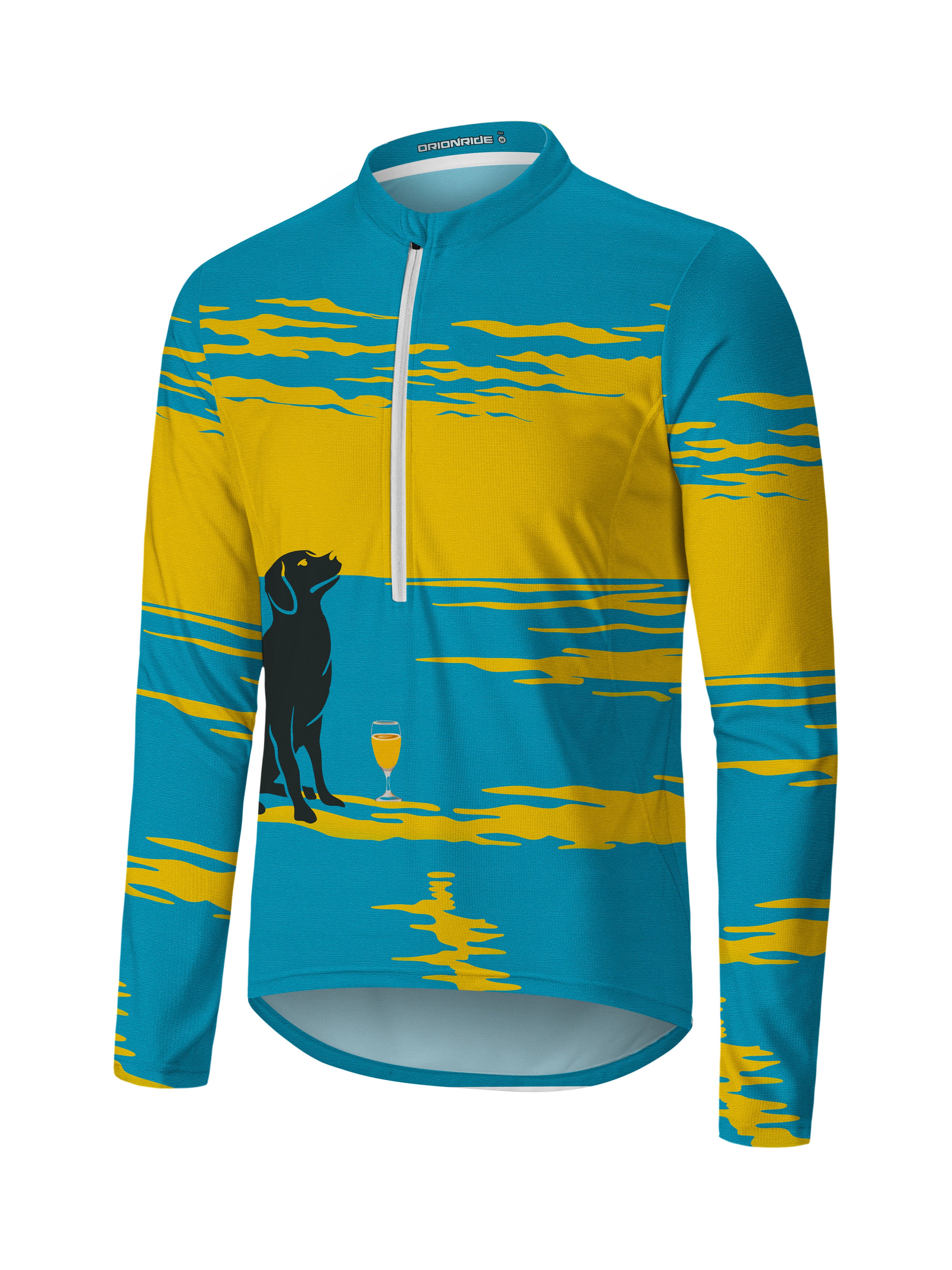 Orionride Labrador On The Beach Long Sleeve Half Zipper Mountain Bike Jersey