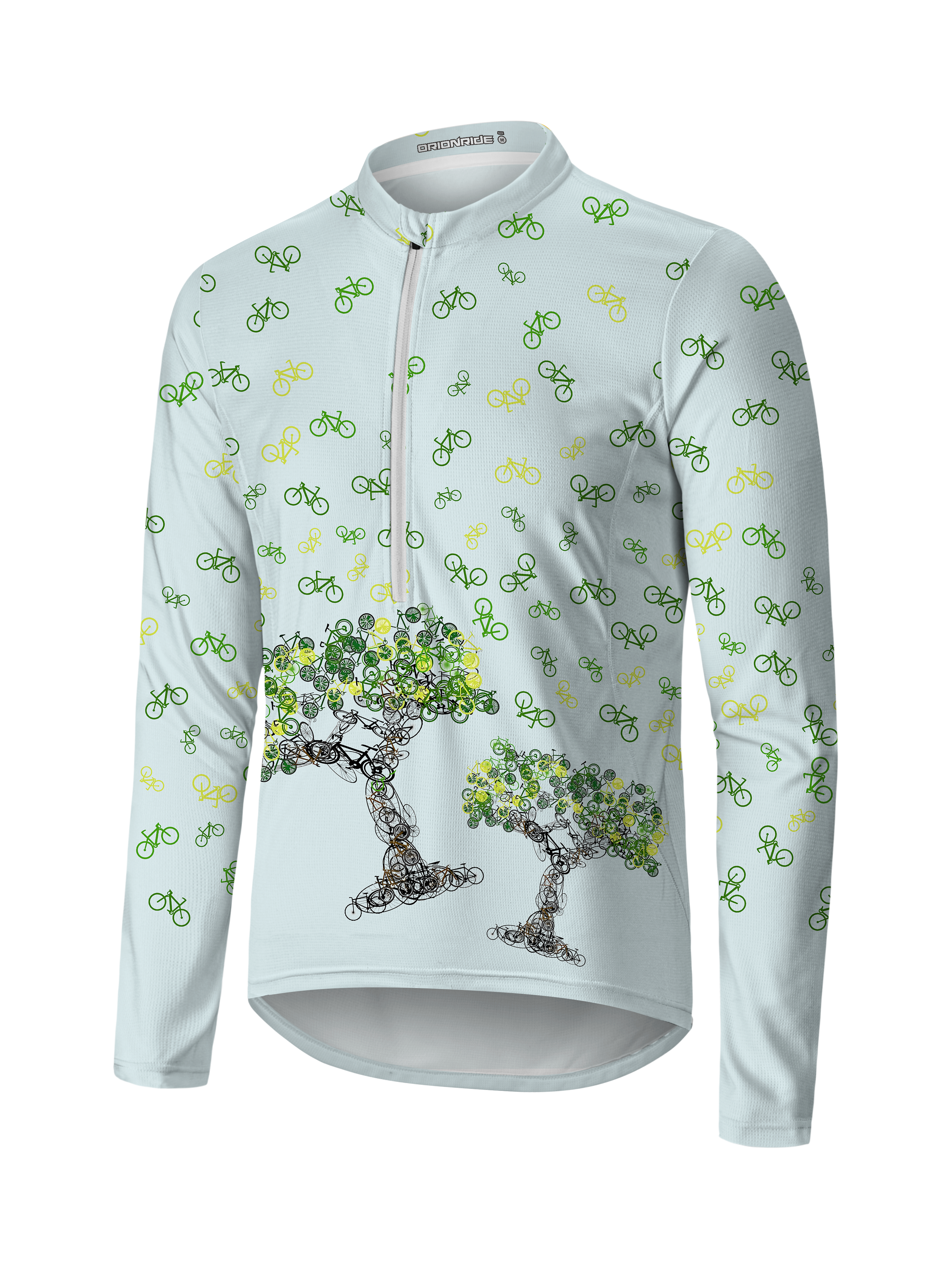 Orionride Bicycle Tree Art Long Sleeve Half Zipper Mountain Bike Jersey