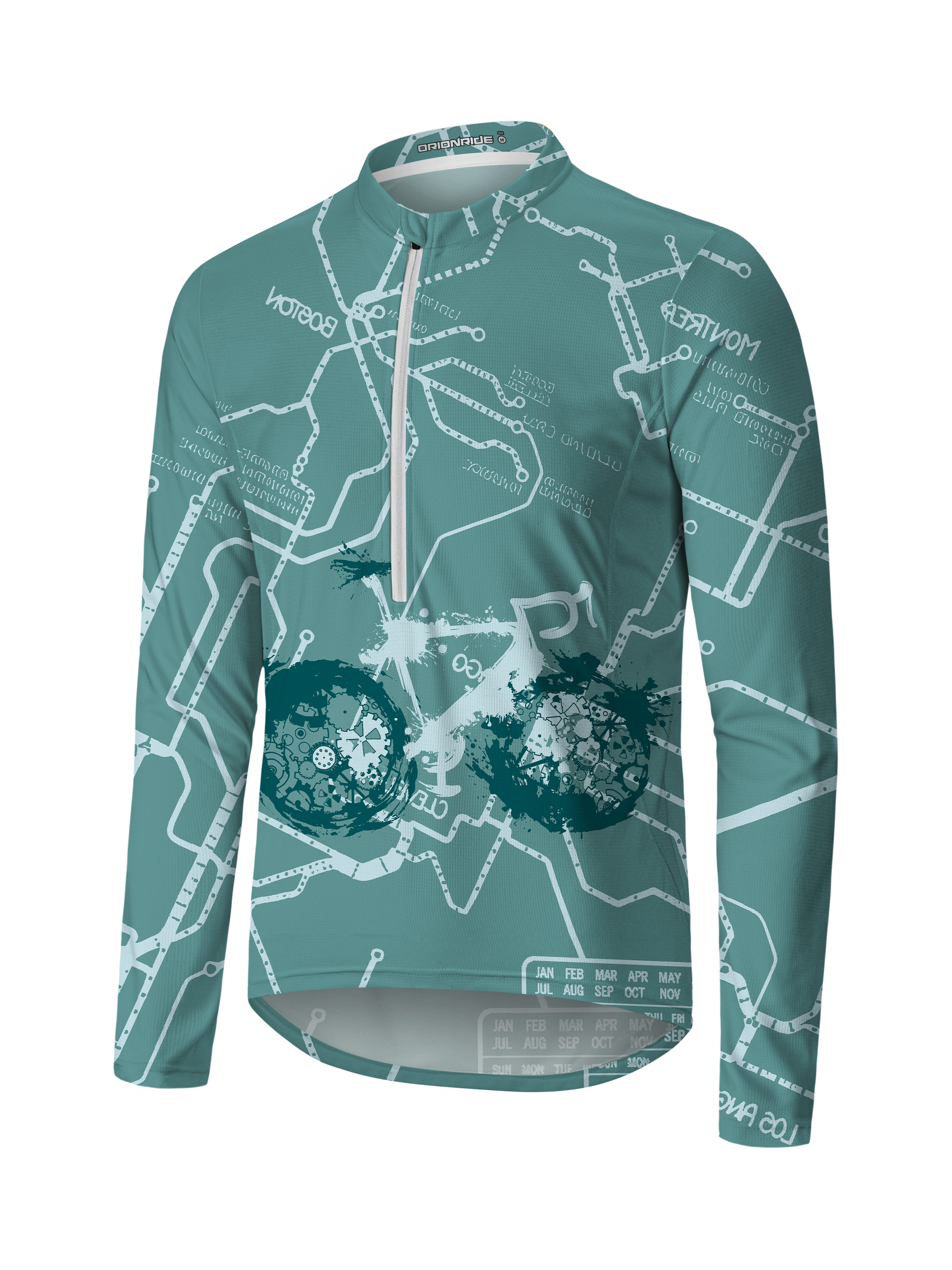 Orionride Green Trail Long Sleeve Half Zipper Mountain Bike Jersey