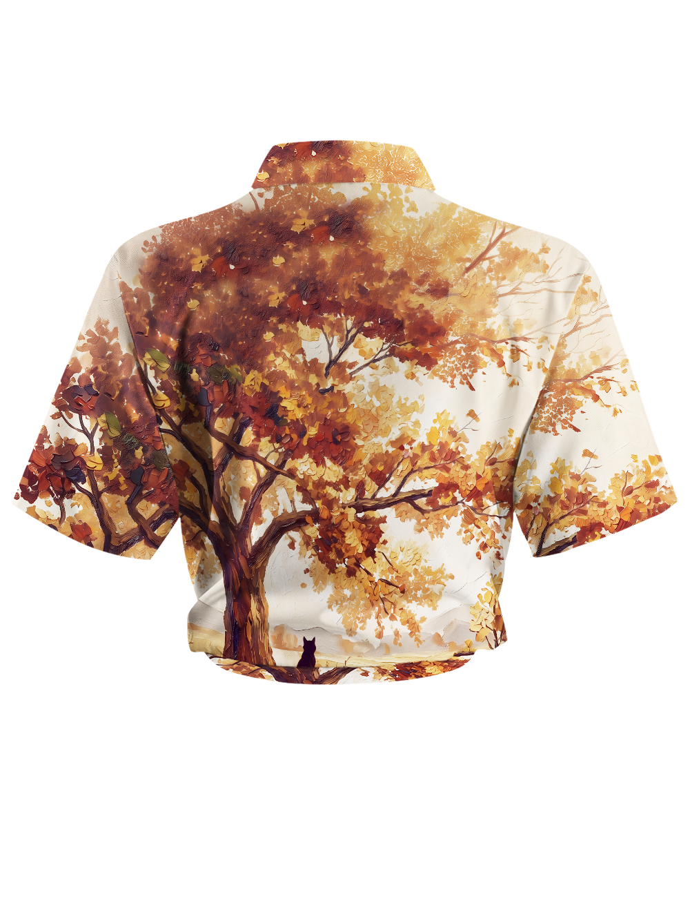 Orionride Golden Autumn Cat Zipper Pockets Ultra Lightweight Short Sleeves Women's Gravel Shirt