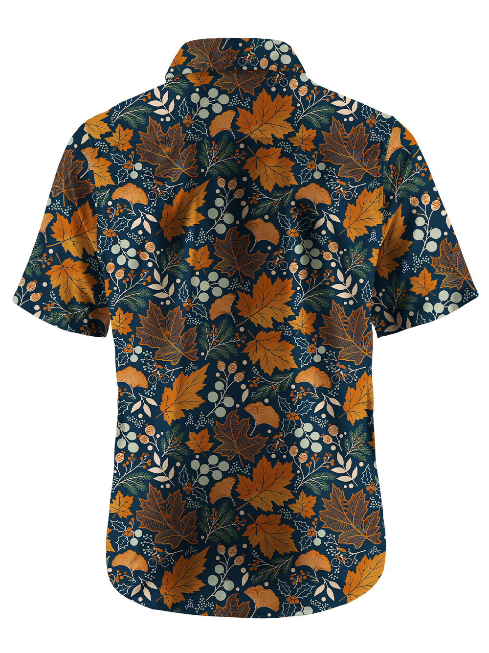 Orionride Warm Autumn Leaves Zipper Pockets Ultra Lightweight Short Sleeves Gravel Shirt