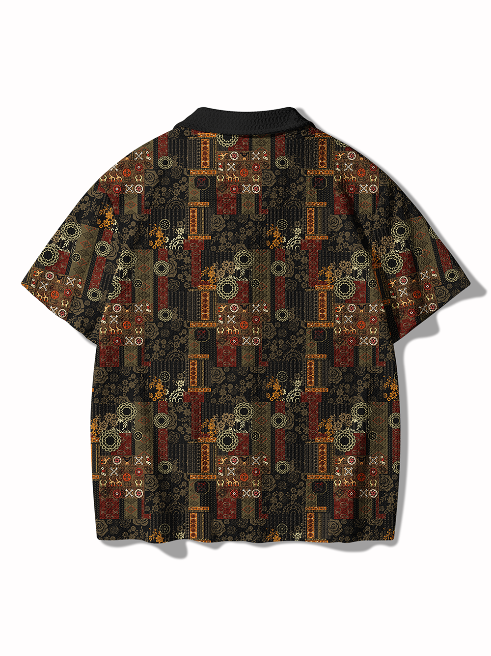 Orionride Retro Gear Flower Men's Camp Collar Knitted Shirt