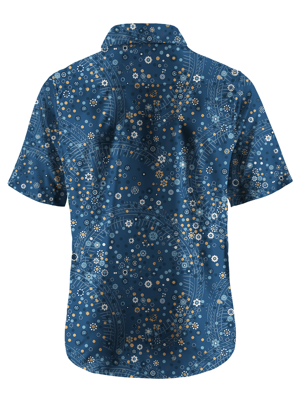 Orionride Gears and Flowers Zipper Pockets Ultra Lightweight Short Sleeves Gravel Shirt