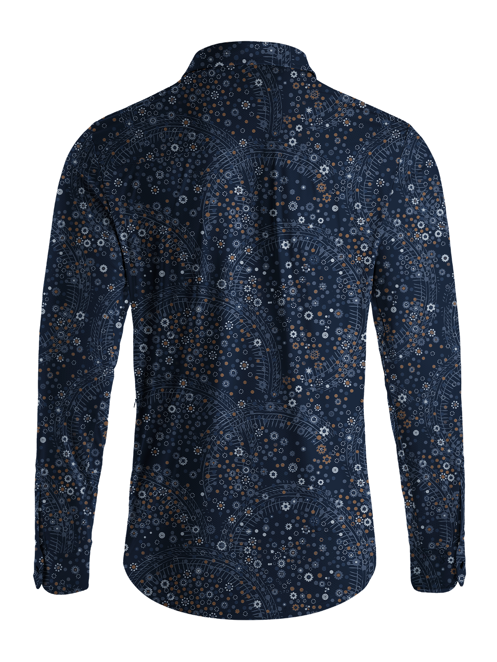 Orionride Gears and Flowers Men's Stretchy Breathable Long Sleeve Gravel Shirt