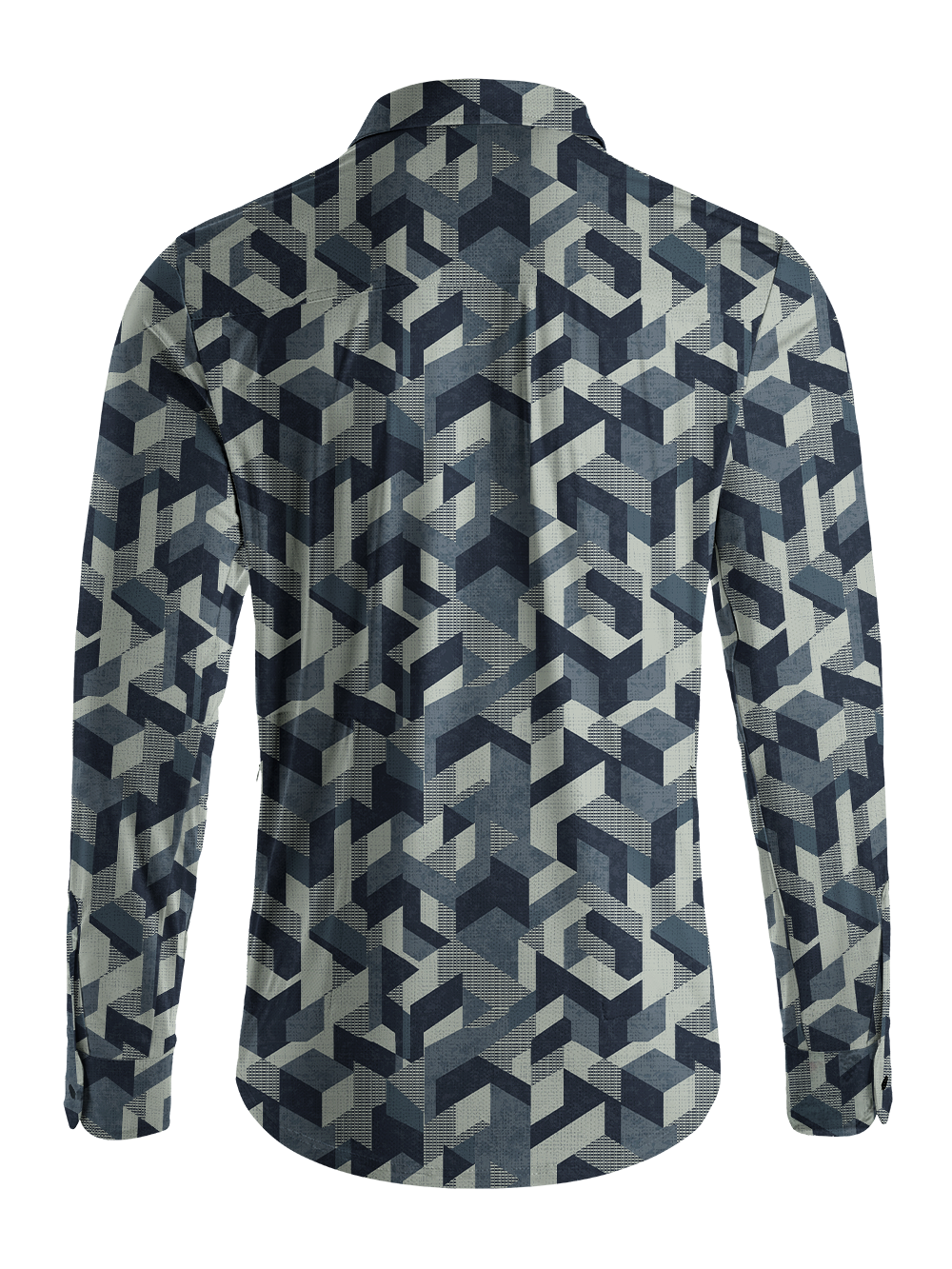 Orionride Geo Blocks Men's Stretchy Breathable Long Sleeve Gravel Shirt