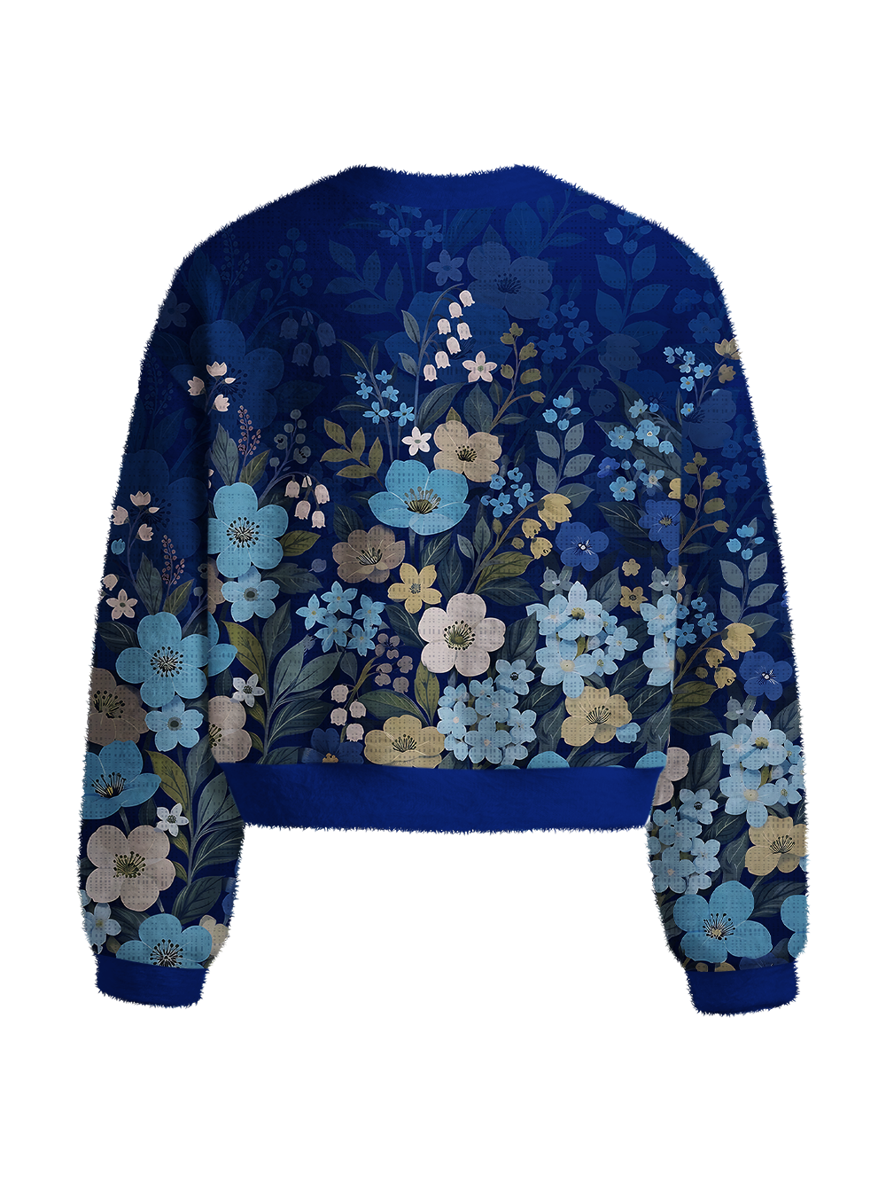 Orionride Gradated Floral Shadows Women's Fuzzy Knit Sweater