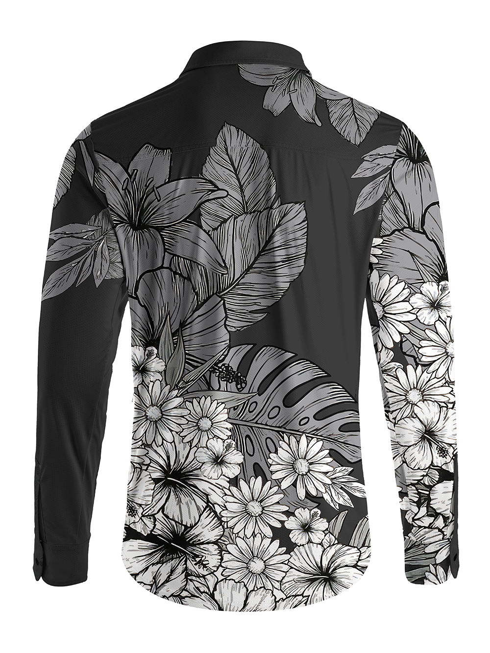 Orionride Shadow Flowers Men's Stretchy Breathable Long Sleeve Gravel Shirt