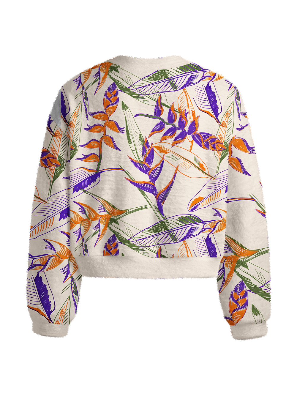 Orionride Tropical Palm Leaves Women's Fuzzy Knit Sweater