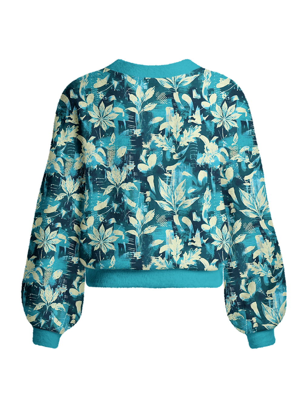Orionride Leaf Graffiti Women's Fuzzy Knit Cardigan