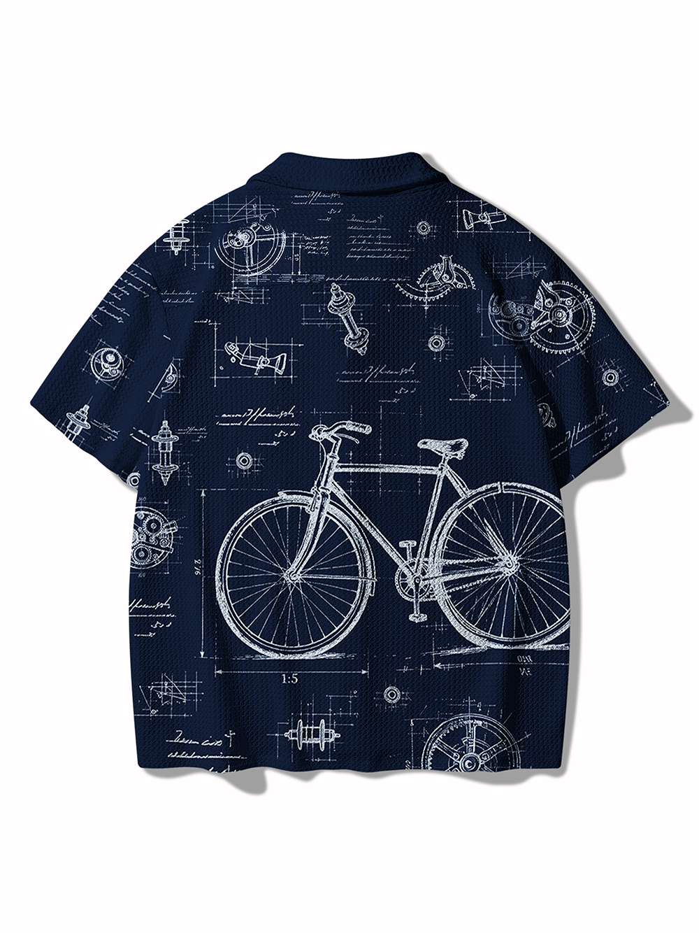 Orionride Bicycle Sketch Men's Camp Collar Knitted Shirt
