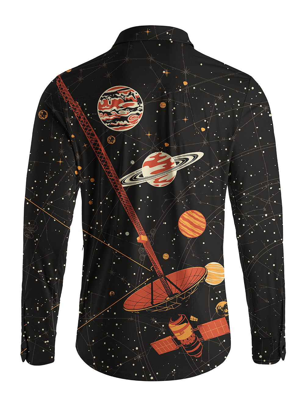 Orionride Starry Sky Background Men's Stretchy Breathable Long Sleeve Gravel Shirt