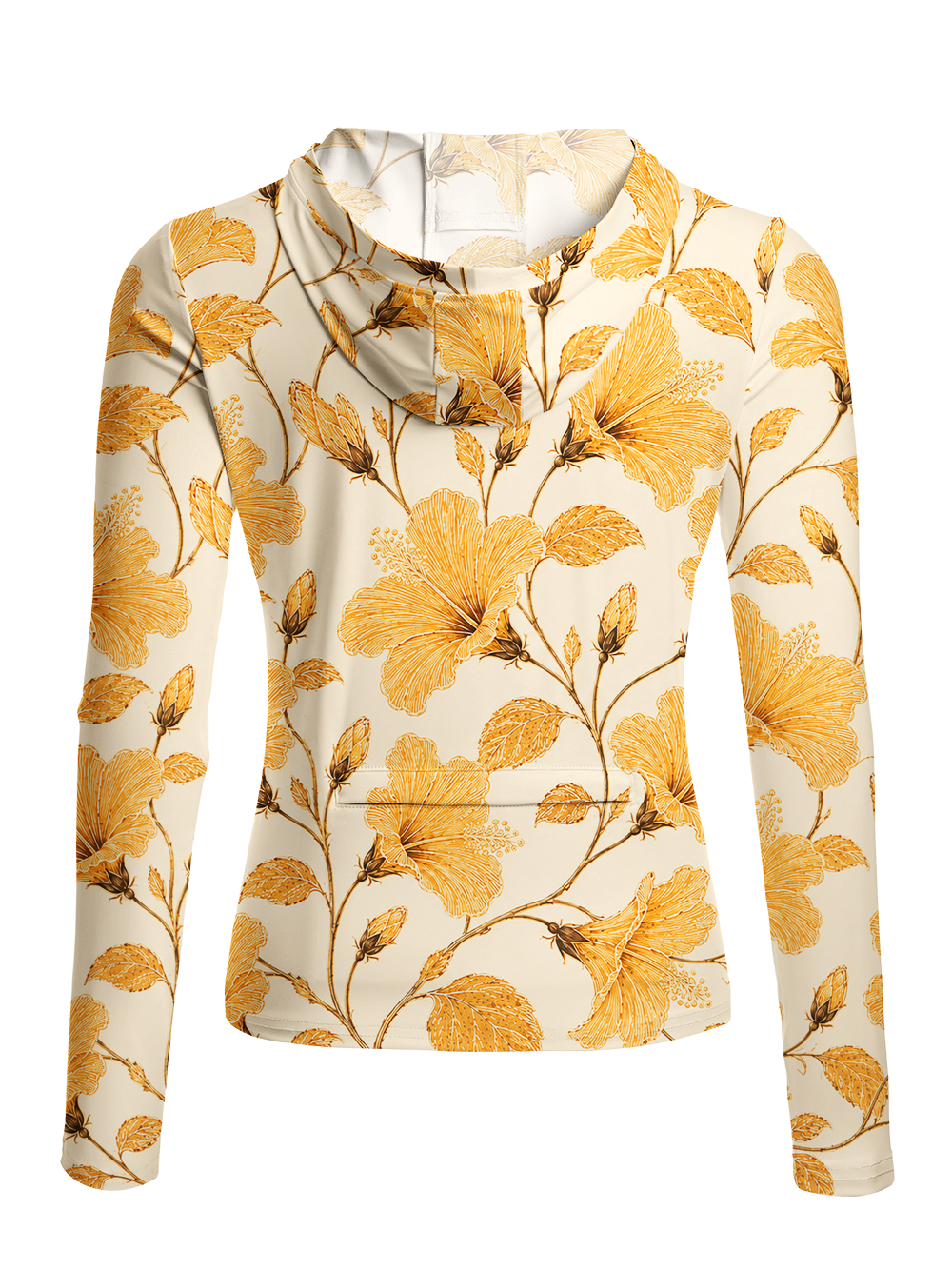 Orionride Gold Line Hibiscus Women's Long Sleeve Cycling Hoodie Shirt