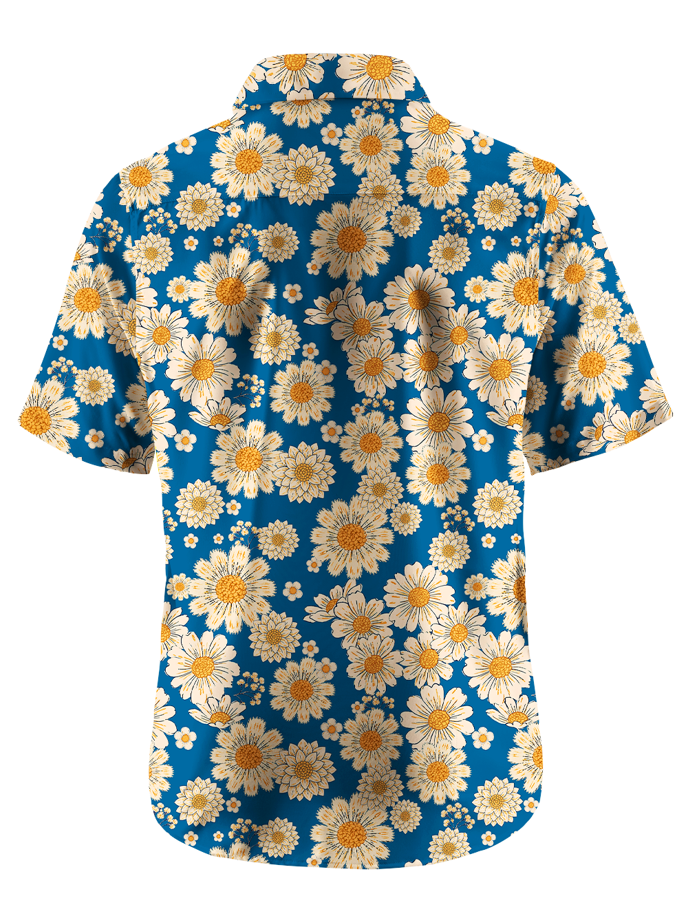 Orionride Blue Daisy Field Zipper Pockets Ultra Lightweight Short Sleeves Gravel Shirt