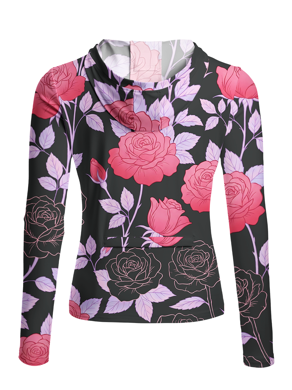 Orionride Night Twin Rose Women's Long Sleeve Cycling Hoodie Shirt