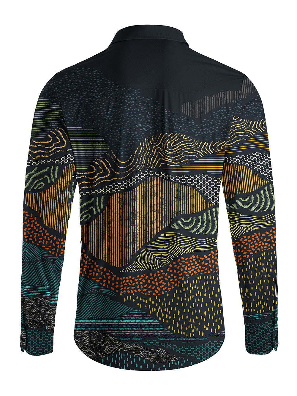 Orionride Geological Texture Men's Stretchy Breathable Long Sleeve Gravel Shirt