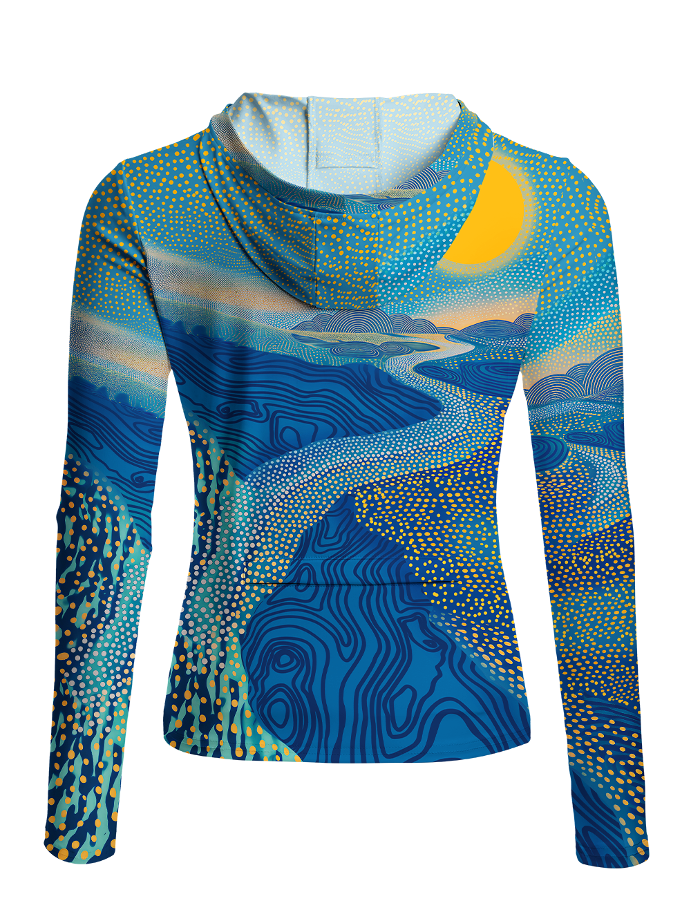 Orionride Dot Mountain River Women's Long Sleeve Cycling Hoodie Shirt