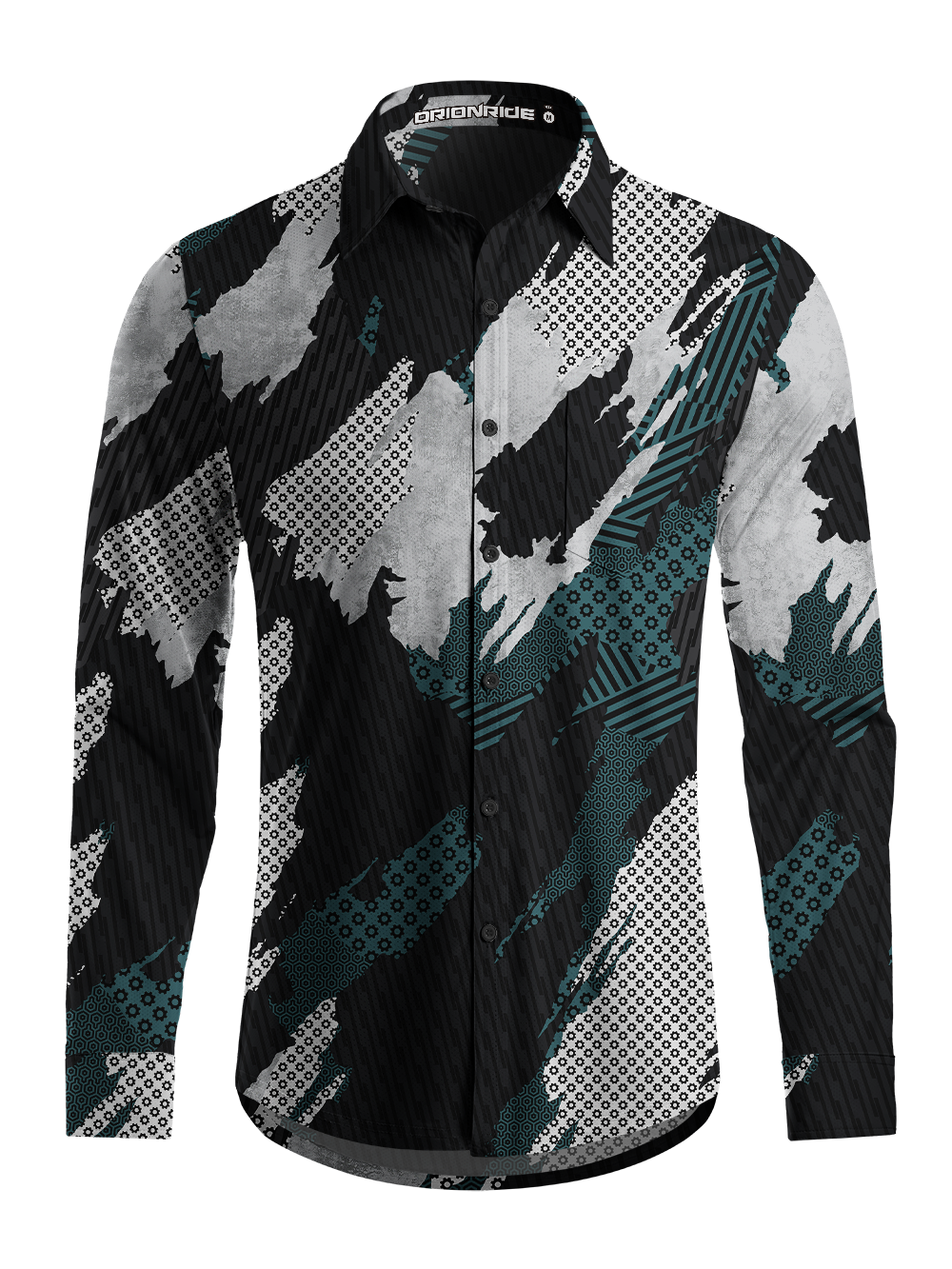 Orionride Patchwork Atlas Men's Stretchy Breathable Long Sleeve Gravel Shirt