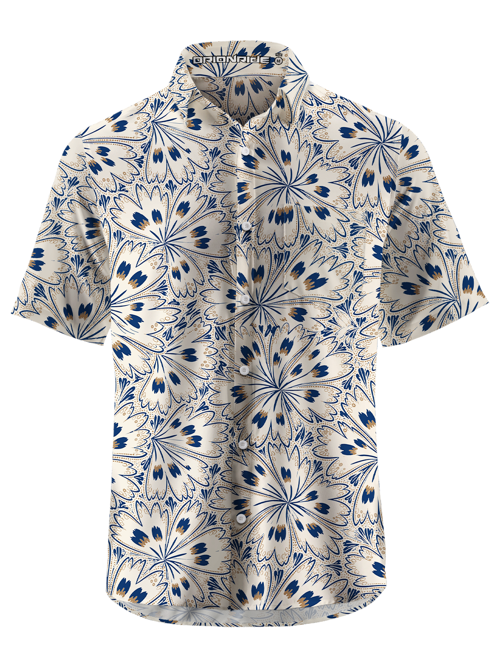 Orionride Porcelain Blossom Zipper Pockets Ultra Lightweight Short Sleeves Gravel Shirt