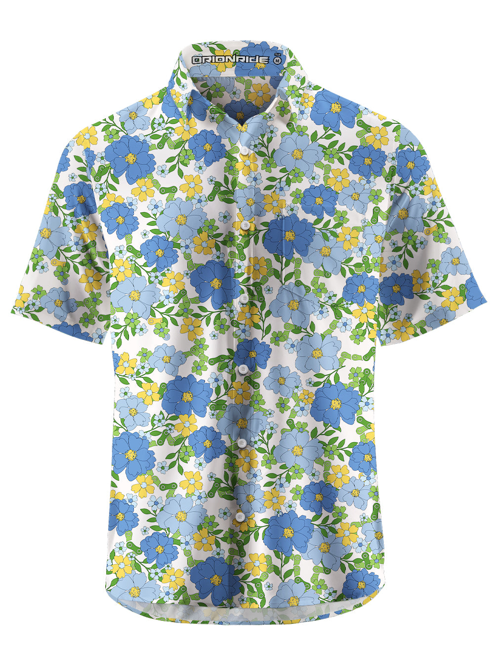 Orionride Tropical Floral Chain Zipper Pockets Ultra Lightweight Short Sleeves Gravel Shirt