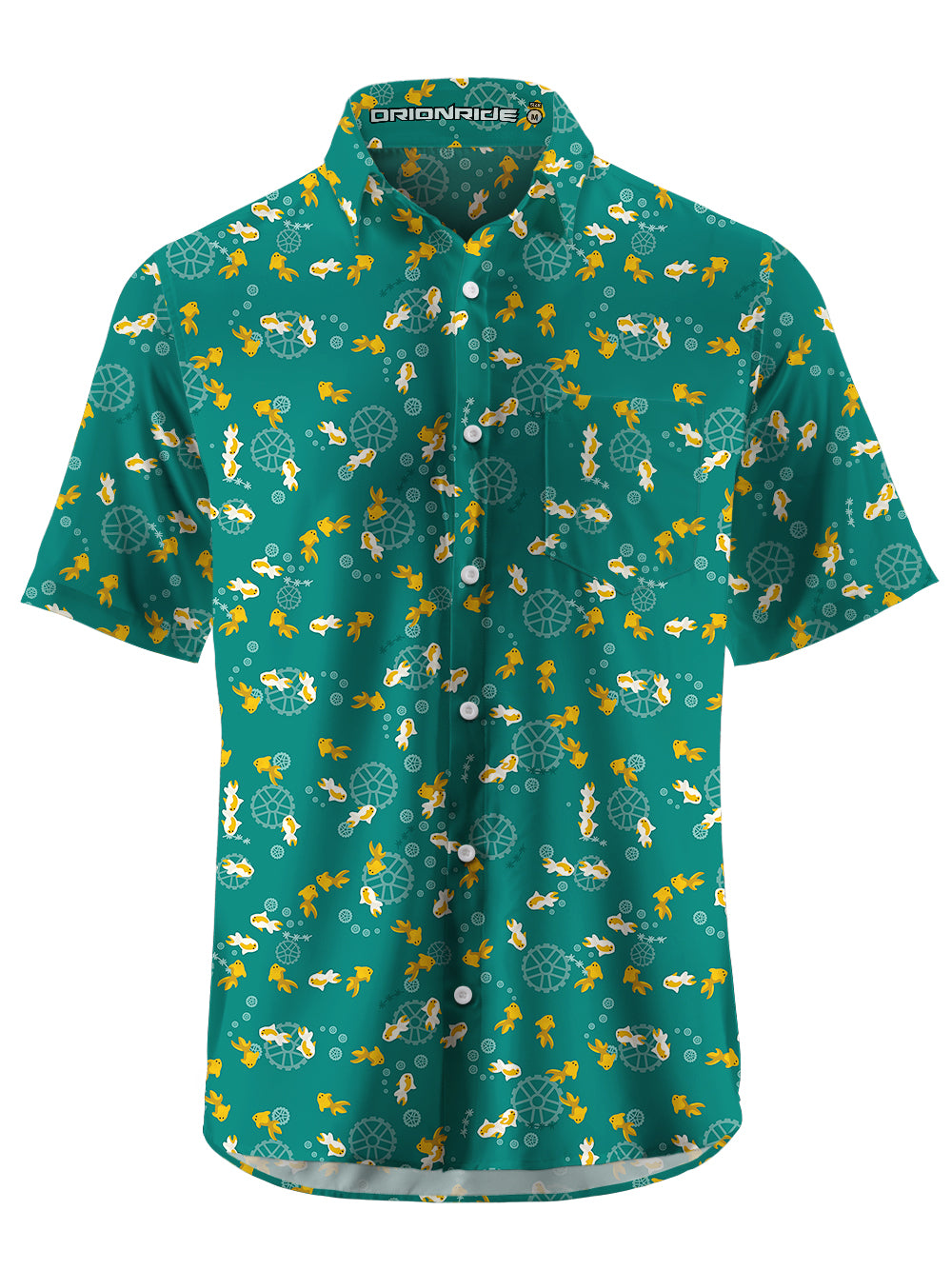 Orionride Undersea Goldfish Zipper Pockets Ultra Lightweight Short Sleeves Gravel Shirt
