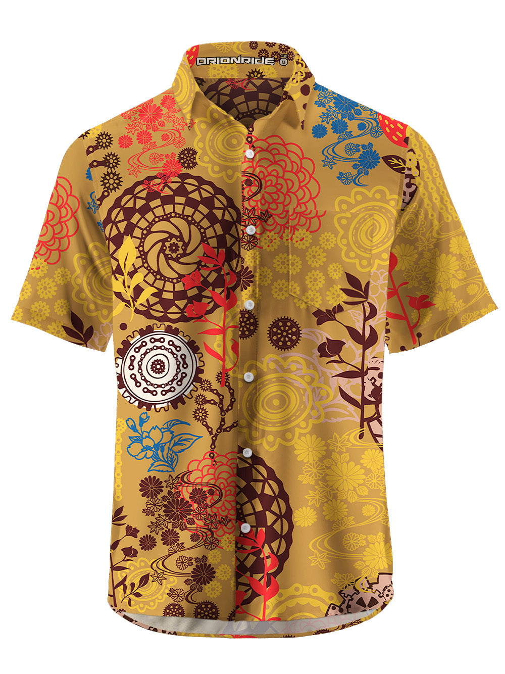 Orionride Magical Flowers Zipper Pockets Ultra Lightweight Short Sleeves Gravel Shirt