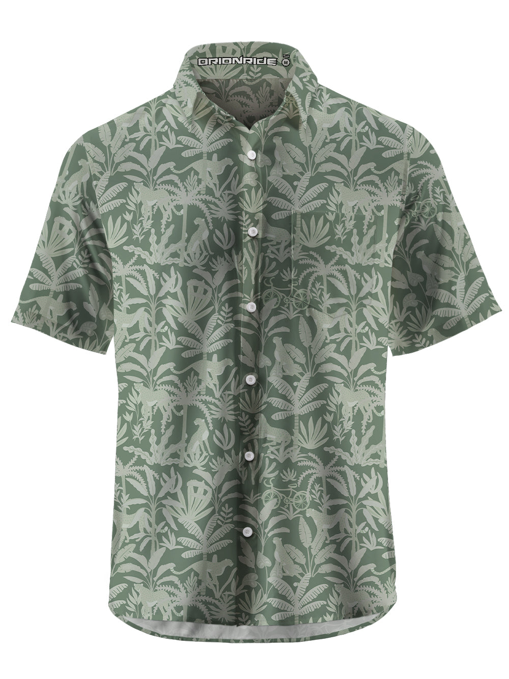 Orionride Jungle Leopard Zipper Pockets Ultra Lightweight Short Sleeves Gravel Shirt