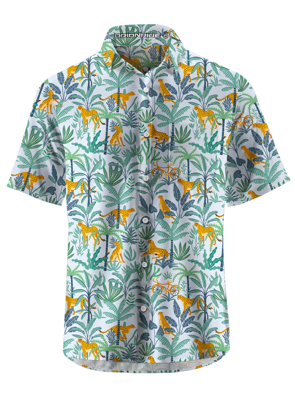 Orionride Jungle Leopard Zipper Pockets Ultra Lightweight Short Sleeves Gravel Shirt