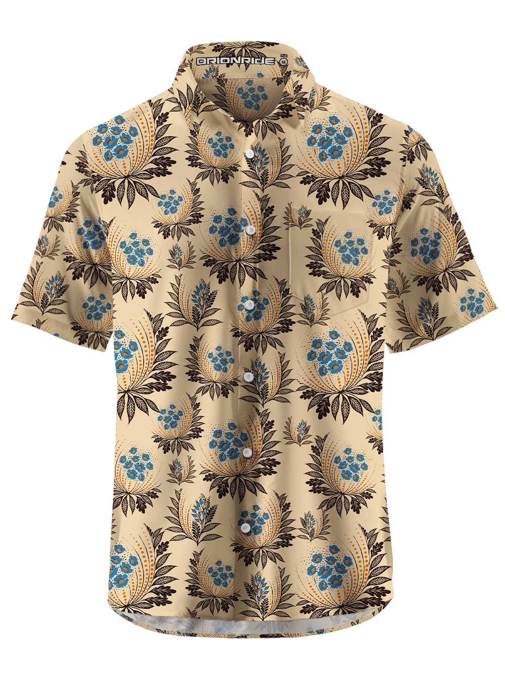 Orionride Semicircular Floral Zipper Pockets Ultra Lightweight Short Sleeves Gravel Shirt