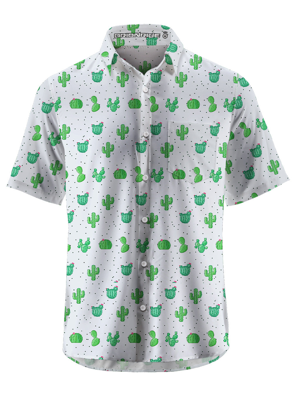Orionride Cactus Print Zipper Pockets Ultra Lightweight Short Sleeves Gravel Shirt