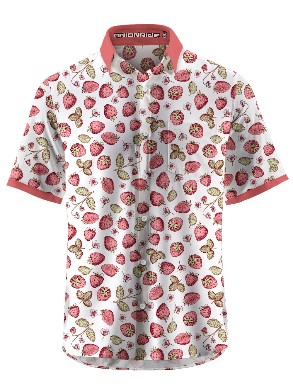 Orionride Strawberry Diary Zipper Pockets Ultra Lightweight Short Sleeves Gravel Shirt